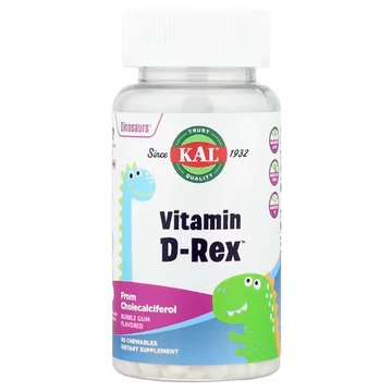 KAL Dinosaurs Vitamin D-Rex, rágótabletta rágógumi ízben, 90 db