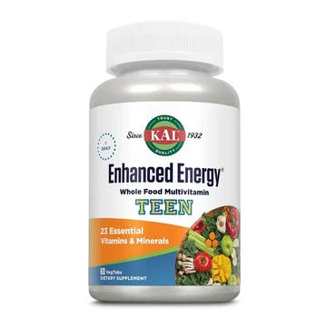 KAL Enhanced Energy Teen Komplex multivitamin tinédzsereknek, 60 db vegán tabletta