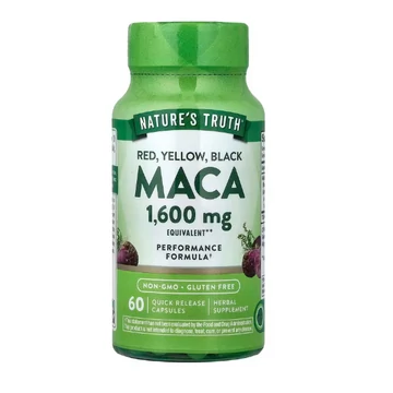 Nature's Truth, Vörös, sárga és fekete maca kapszula, 1 600 mg, 60 db gyors felszívódású kapszula