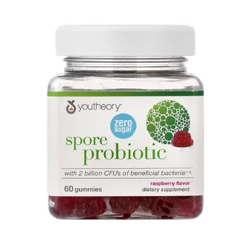 Youtheory Spore Probiotic gumivitamin, málna ízű, 60 db