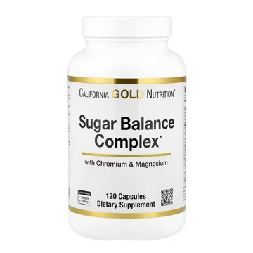 California Gold Nutrition Sugar Balance Complex króm­mal és gyógynövényekkel, 120 kapszula