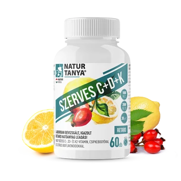 Natur Tanya Szerves C+D+K - Retard 1000mg C-vitamin, 2000IU D3-vitamin, 30 µg natto fermentált K2-vitamin