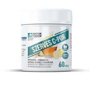 Natur Tanya Szerves C-vitamin por – azonnal oldódó, gyömbéres-citromos ízű, 114 g, 60 adag