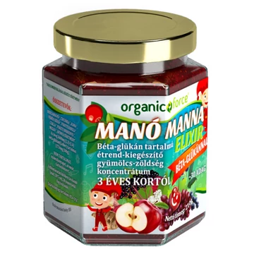 Manó Manna Elixír, gyümölcspüré gyerekeknek, Yestimun, Béta-glükánnal, 210g