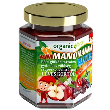 MINI Manó Manna Elixír, gyümölcspüré gyerekeknek béta-glükánnal, 210g