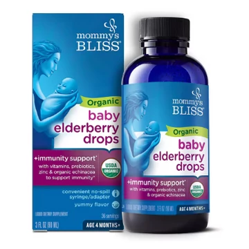 Mommy's Bliss Organikus Baby Immunity cseppek bodzával, 4 hónapos kortól, 90 ml