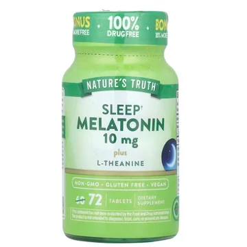 Nature's Truth Melatonin + L-Theanine, 10 mg, 180 db vegetáriánus tabletta