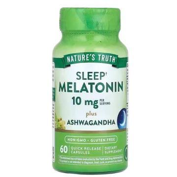 Nature's Truth Melatonin + Ashwagandha, 60 db gyors felszabadulású kapszula