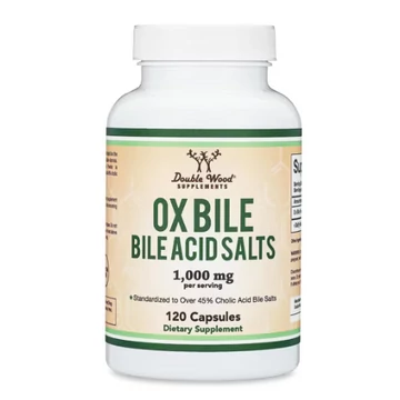 Double Wood Supplements Ox Bile, Bile Acid Salts 1000 mg, 120 kapszula