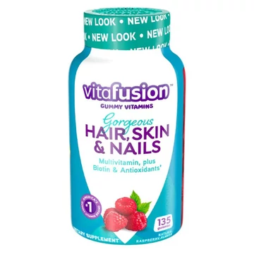 Vitafusion Gyönyörű Haj, bőr, köröm gumivitamin, málna, 135db - szavatossági idő: 2025.09.30