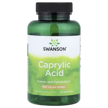 Swanson Caprylic Acid 600 mg, 60 lágykapszula