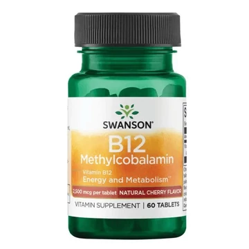 Swanson B-12 methylcobalamin rágótabletta , 2500mcg, 60 db