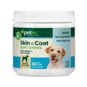 Petnc Natural Care Bőr &amp;amp; Szőrzet puha rágófalatok, minden kutyának, májas ízű, 60 db (156 g)