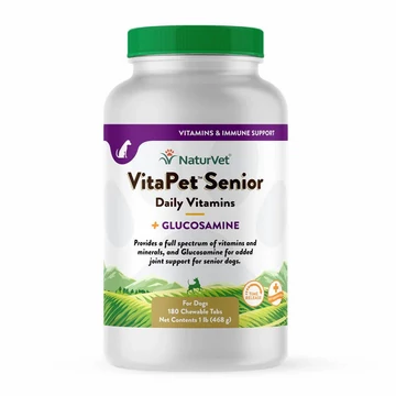 NaturVet VitaPet Senior, napi vitaminok + glükózamin, idősebb kutyáknak, 180 db rágótabletta