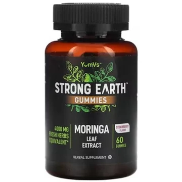 YumVs Strong Earth Moringa levél kivonattal eper ízű gumivitamin, 60db (2 000 mg/gumivitamin)