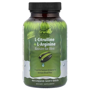 Irwin Naturals L-Citrulline + L-Arginine Férfi Teljesítmény Booster, 60 db lágyzselatin kapszula