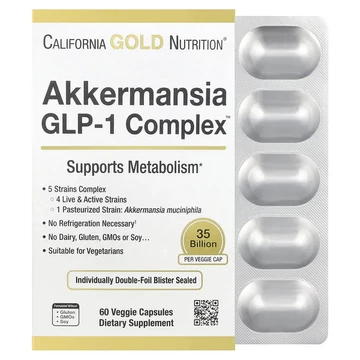 California Gold Nutrition Akkermansia + Probiotikumok GLP-1 Komplex, 60 vegetáriánus kapszula