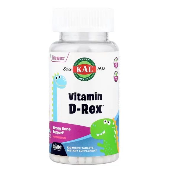 KAL Dinosaurs Vitamin D-Rex (600 NE), görögdinnye ízű, 120 db