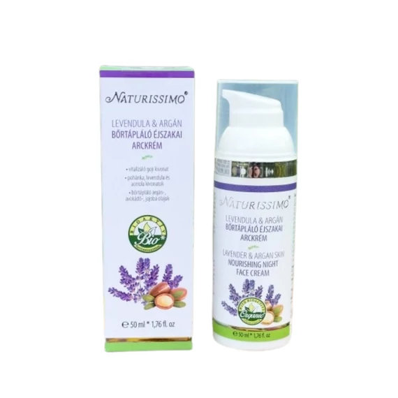 Naturissimo Levendula & argán bőrtápláló éjszakai arckrém , 50 ml