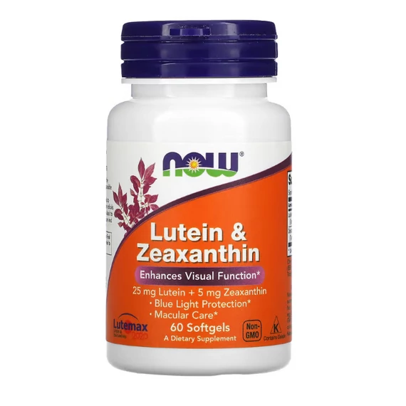 NOW Foods, Lutein & Zeaxanthin lágyzselatin kapszula, 60 db