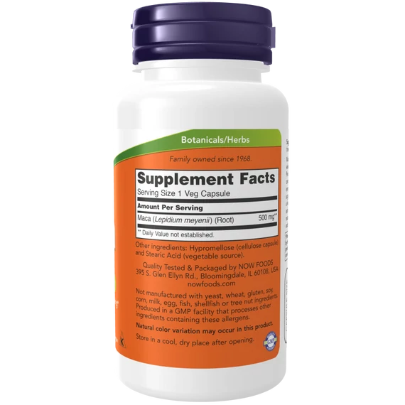 NOW Foods Maca 500 mg vegan kapszula, 250 db