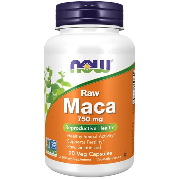 NOW Foods Raw Maca 750 mg vegán kapszula, 90 db