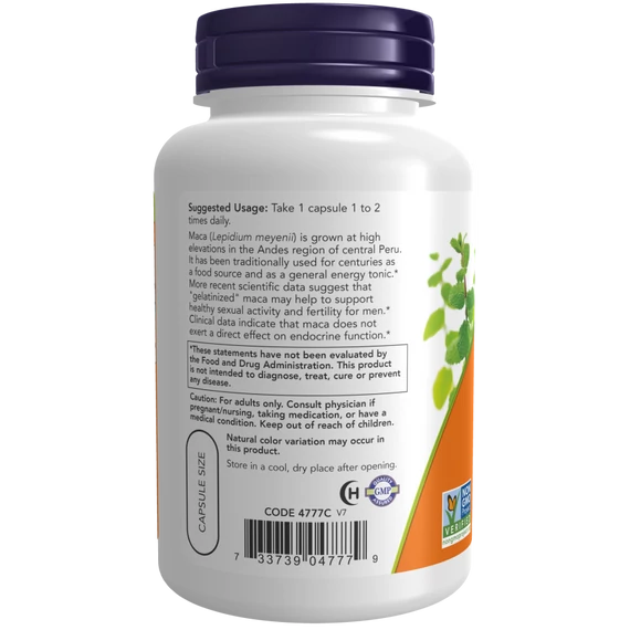 NOW Foods Raw Maca 750 mg vegán kapszula, 90 db