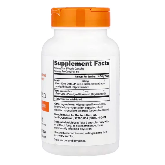 Doctor's Best Lutein növényi kapszula, 120 db