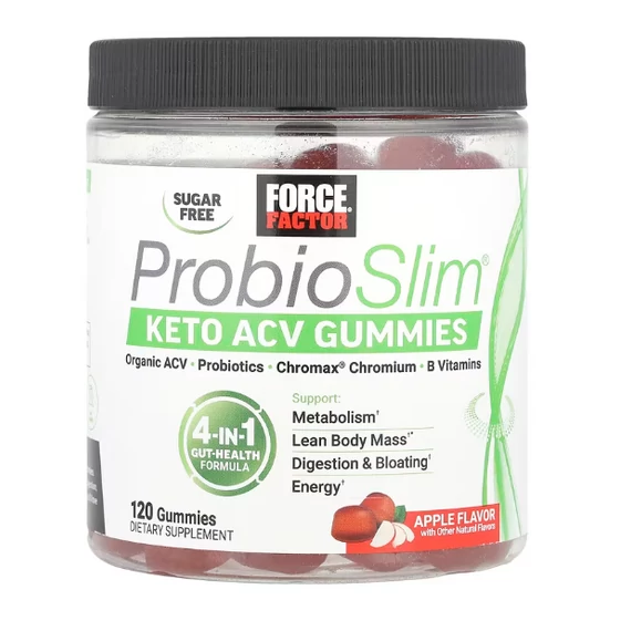 Force Factor ProbioSlim Keto ACV gumicukor, alma ízű, 120 db