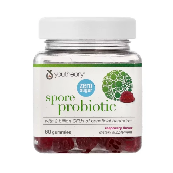 Youtheory Spore Probiotic gumivitamin, málna ízű, 60 db