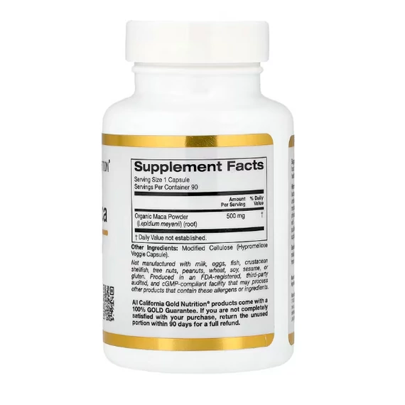 California Gold Nutrition, Perui Maca, 500 mg növényi kapszula, 90 db