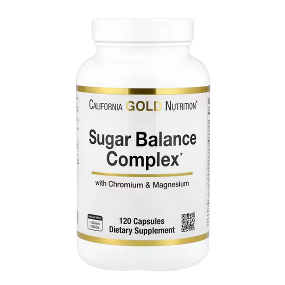 California Gold Nutrition Sugar Balance Complex króm­mal és gyógynövényekkel, 120 kapszula