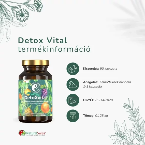NaturalSwiss Detox Vital immunerősítő antioxidáns formula, 90 kapszula