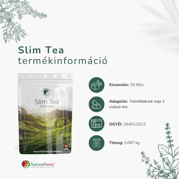 NaturalSwiss Slim tea méregtelenítő és székelésszabályozó gyógytea, 30 filter
