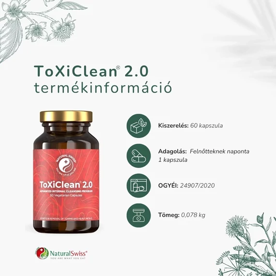 NaturalSwiss ToxiClean méregtelenítő-májtisztító kapszula, 60 db