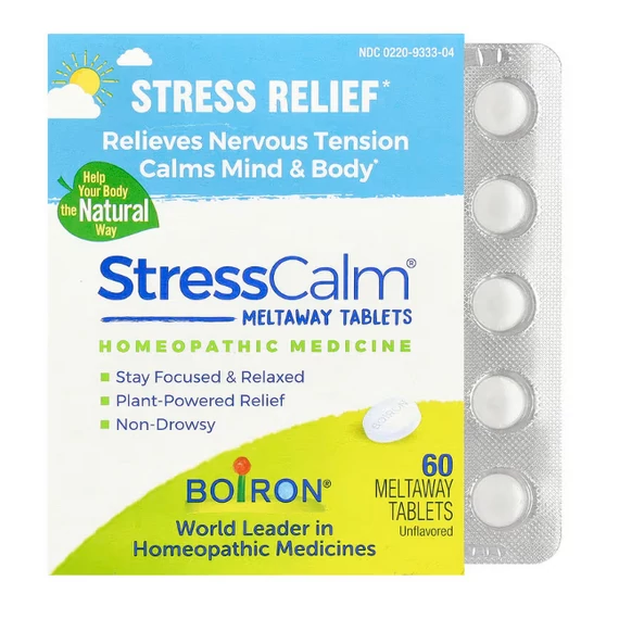 Boiron StressCalm, természetes feszültség- és stresszoldó formula, íztelen, 60 szopogató tabletta