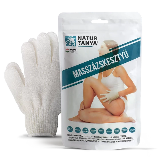 Natur Tanya 5 ujjas Masszázskesztyű 1PÁR - radírozó, vérkeringést serkentő hatással