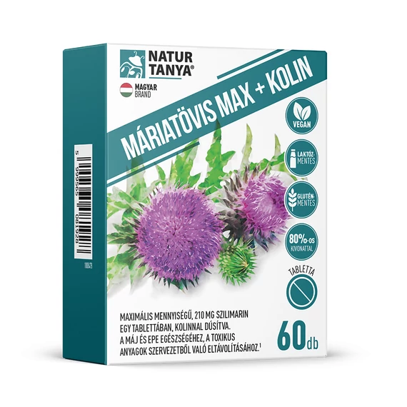 Natur Tanya Máriatövis Max + Kolin - Maximális mennyiségű szilimarin, kolinnal a máj és az epe egészségéhez, 60db