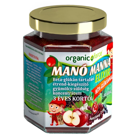 Manó Manna Elixír, gyümölcspüré gyerekeknek, Yestimun, Béta-glükánnal, 210g