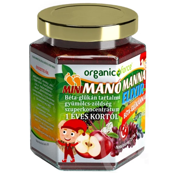 MINI Manó Manna Elixír, gyümölcspüré gyerekeknek béta-glükánnal, 210g