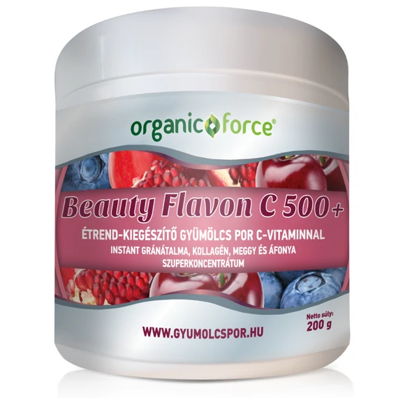 Beauty Flavon C 500+ Gyümölcs szuperkoncentrátum por C-vitaminnal, kollagénnel, 200g