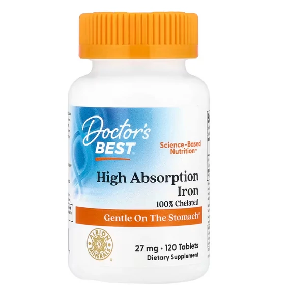 Doctor's Best Magas felszívódású vas, 27 mg, 120 db