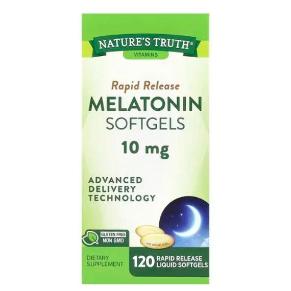 Nature's Truth Melatonin, gyors felszabadulású, 10 mg, 120 db folyékony lágyzselatin kapszula