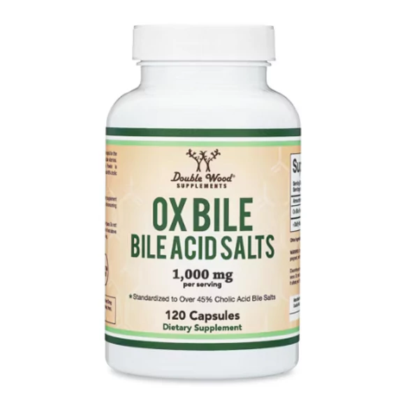 Double Wood Supplements Ox Bile, Bile Acid Salts 1000 mg, 120 kapszula