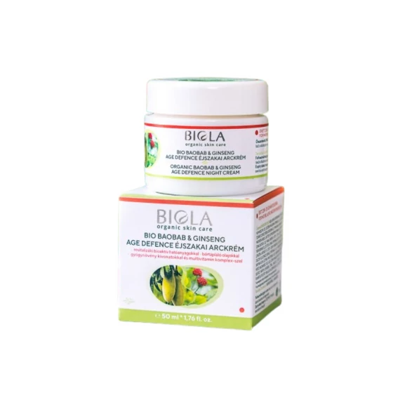 Biola bio Baobab & ginseng age defence éjszakai arckrém, 50 ml