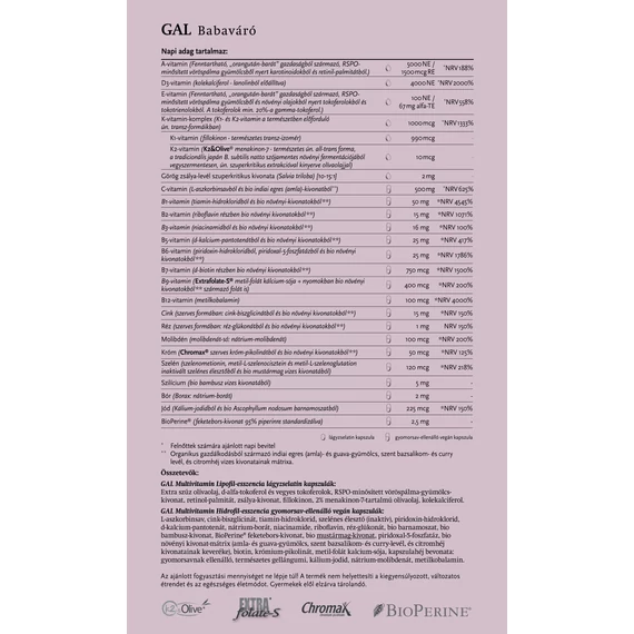 GAL Babaváró multivitamin 30 adag, 20g +22,9g +17,3g