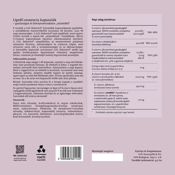 GAL Babaváró multivitamin 90 darabos utántöltő