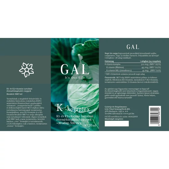 GAL K-komplex vitamin, 500 mcg K-komplex x 30 adag