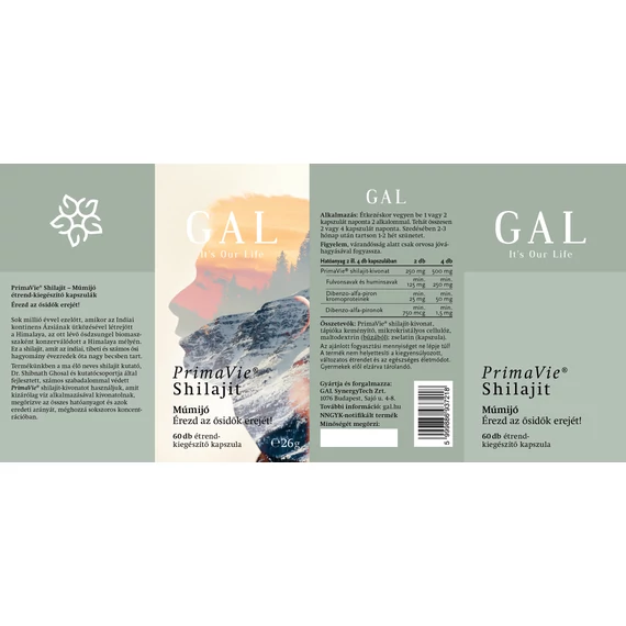 GAL PrimaVie Shilajit, Múmijó - 15 adag, 60 kapszula