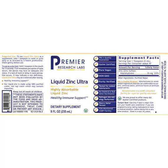 Cink Ultra, folyékony, 235 ml, Premier Research Labs
